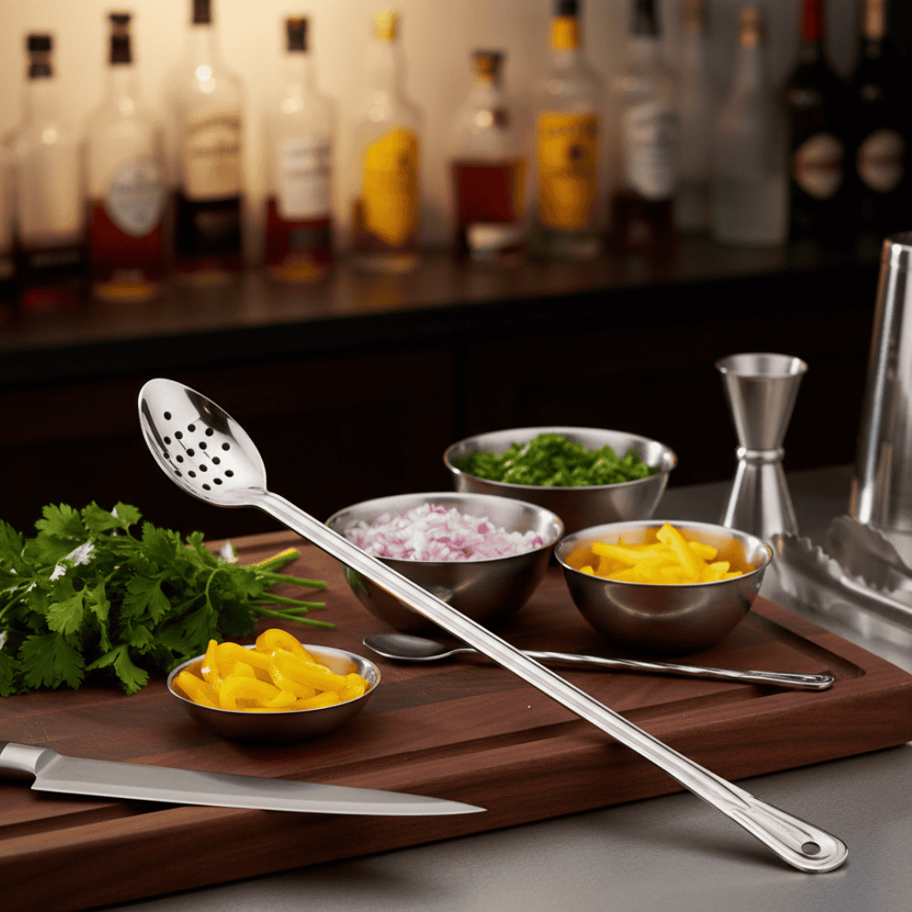 Cuchara De Servir Perforada De Acero Inoxidable 38 Cm Bar Kitchen