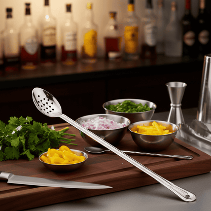 Cuchara De Servir Perforada De Acero Inoxidable 38 Cm Bar Kitchen