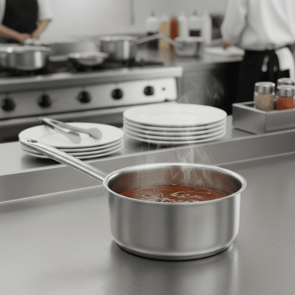 Cacerola Triple Fondo Con Mango De Acero Inoxidable Bar Kitchen
